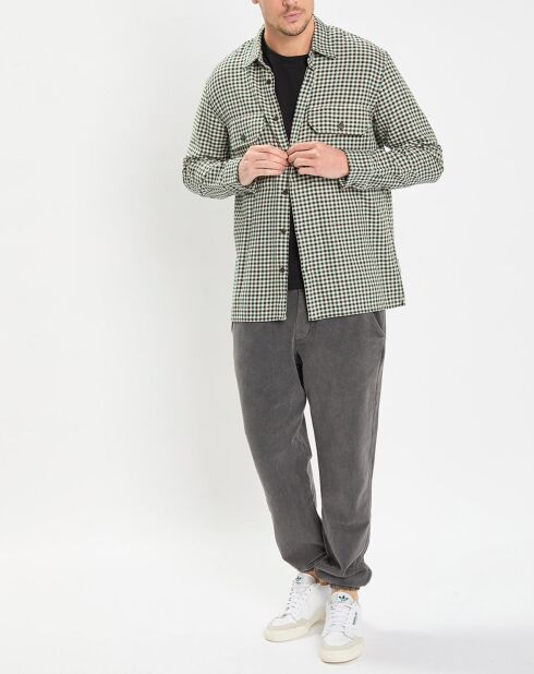 Surchemise 100% Coton Bio Relaxed Fit à carreaux vert/marron