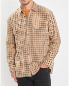 Surchemise 100% Coton Bio Relaxed Fit à carreaux vert/orange