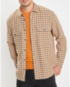 Surchemise 100% Coton Bio Relaxed Fit à carreaux vert/orange