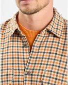 Surchemise 100% Coton Bio Relaxed Fit à carreaux vert/orange