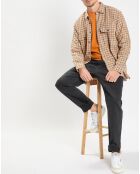 Surchemise 100% Coton Bio Relaxed Fit à carreaux vert/orange