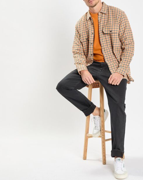 Surchemise 100% Coton Bio Relaxed Fit à carreaux vert/orange