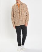 Surchemise 100% Coton Bio Relaxed Fit à carreaux vert/orange