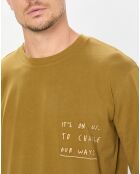 T-Shirt col rond message kaki