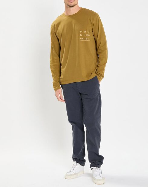 T-Shirt col rond message kaki
