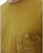 T-Shirt col rond message kaki