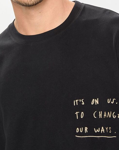 T-Shirt col rond Message noir