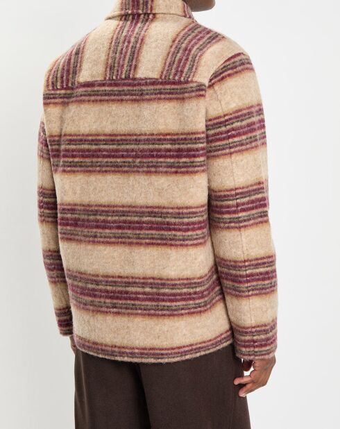 Veste en Laine mélangée rayée beige/rouge