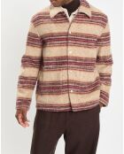 Veste en Laine mélangée rayée beige/rouge