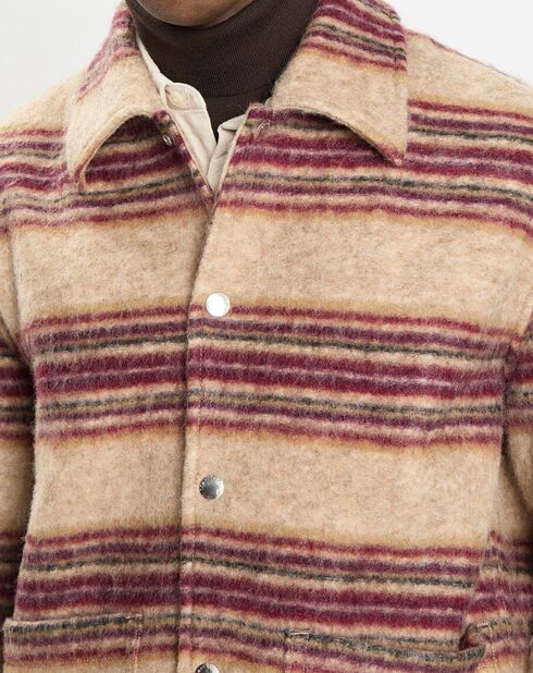Veste en Laine mélangée rayée beige/rouge