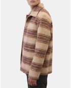 Veste en Laine mélangée rayée beige/rouge