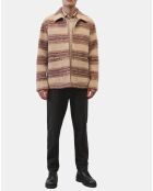 Veste en Laine mélangée rayée beige/rouge