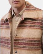 Veste en Laine mélangée rayée beige/rouge
