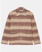 Veste en Laine mélangée rayée beige/rouge