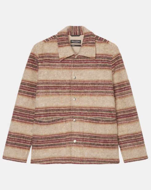 Veste en Laine mélangée rayée beige/rouge