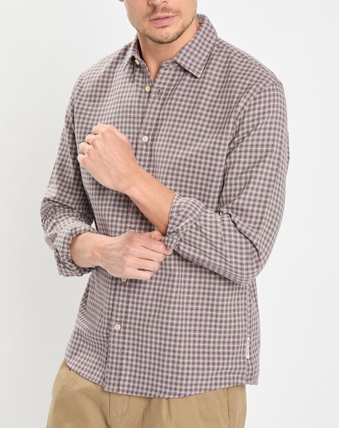 Chemise 100% Coton Bio Regular Fit multicroix blanc/violet