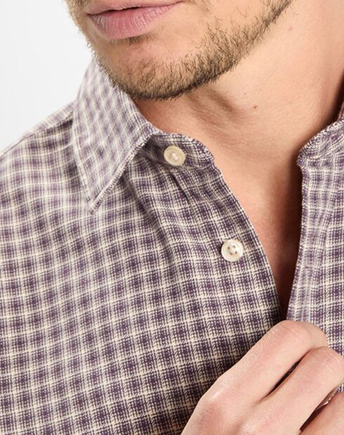Chemise 100% Coton Bio Regular Fit multicroix blanc/violet