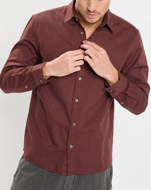 Chemise Regular Fit chinée bordeaux
