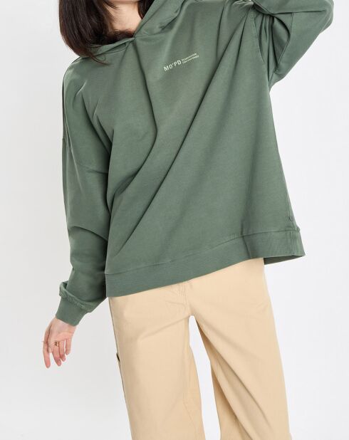 Sweat à Capuche Cordon Coton Bio vert foncé