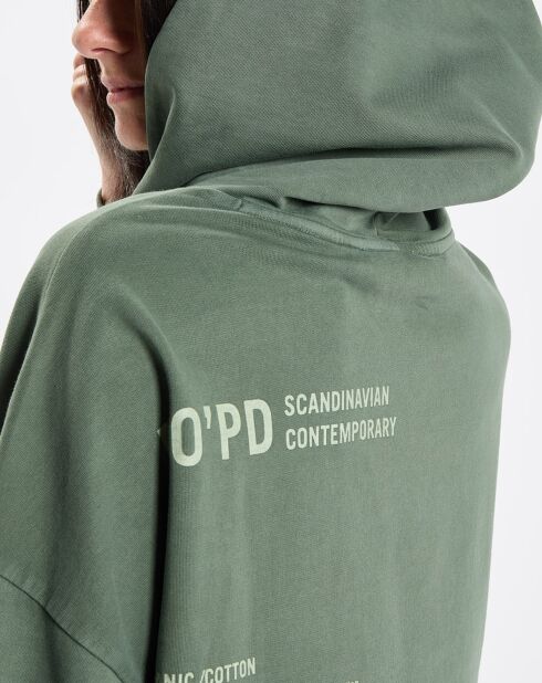 Sweat à Capuche Cordon Coton Bio vert foncé