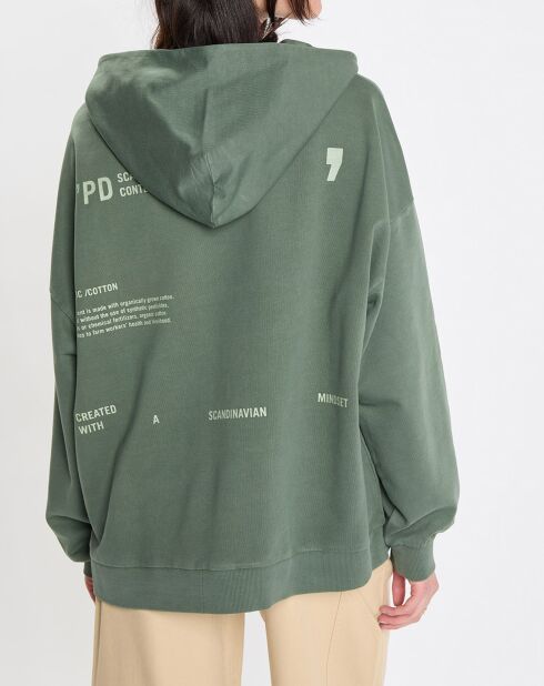 Sweat à Capuche Cordon Coton Bio vert foncé