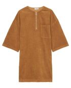 Robe en Velours côtelé zip poche marron