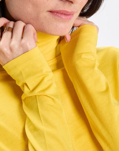 T-Shirt 100% Coton Bio col roulé jaune
