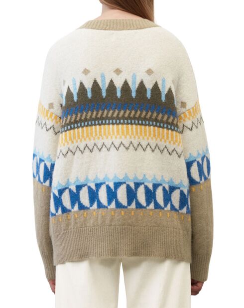 Cardigan en Alpaga, Laine & Cachemire mélangés jacquard graphique multicolore