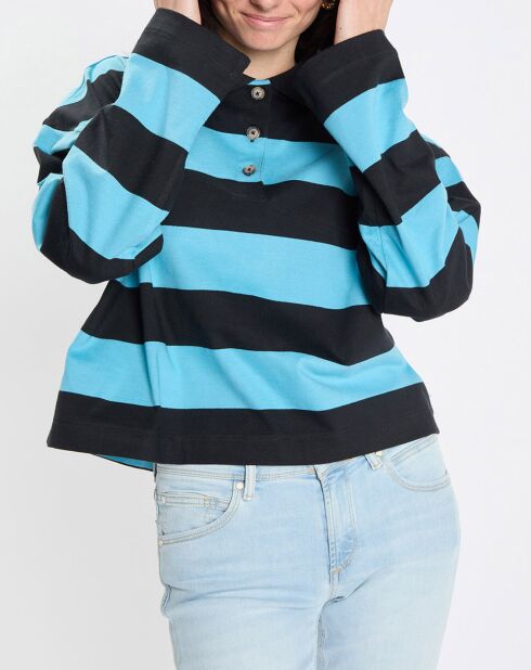 Polo rayures rugby bleu/noir