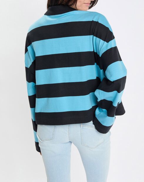 Polo rayures rugby bleu/noir