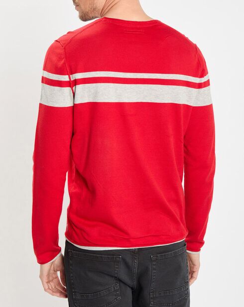 Pull à rayures rouge/gris