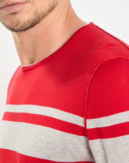Pull à rayures rouge/gris