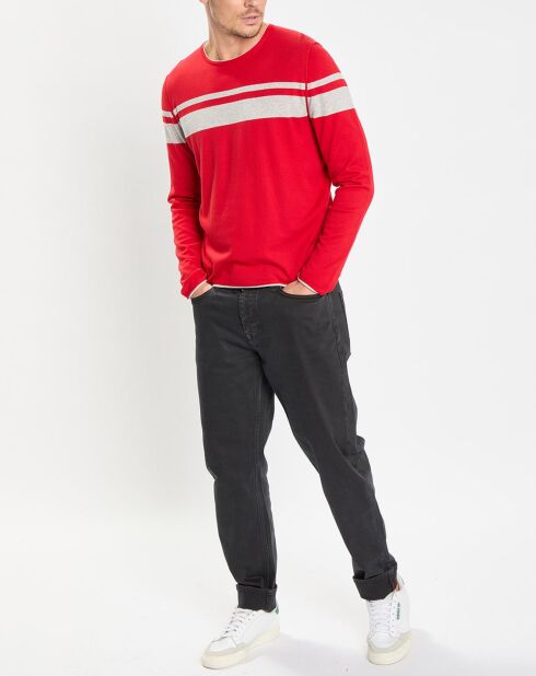 Pull à rayures rouge/gris