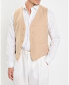 Gilet en Lin & Coton slim fit beige