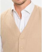 Gilet en Lin & Coton slim fit beige