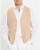 Gilet en Lin & Coton slim fit beige