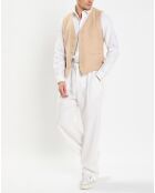Gilet en Lin & Coton slim fit beige