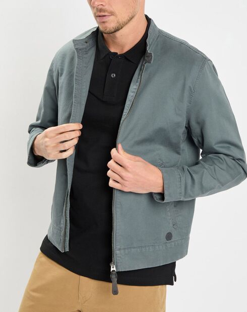 Blouson en coton & lin kaki