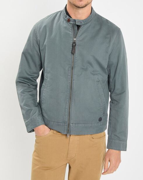 Blouson en coton & lin kaki