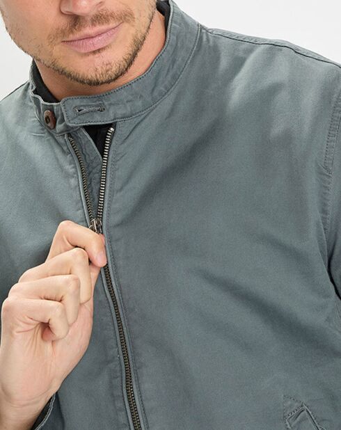 Blouson en coton & lin kaki