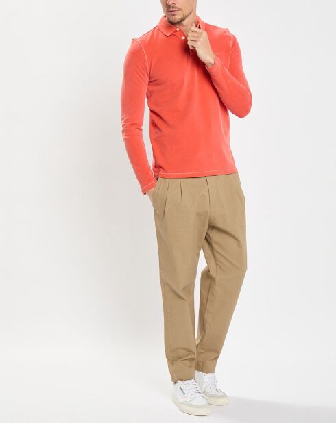 Pantalon stretch droit 5 poches beige