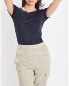 T-Shirt Flame col rond bleu marine