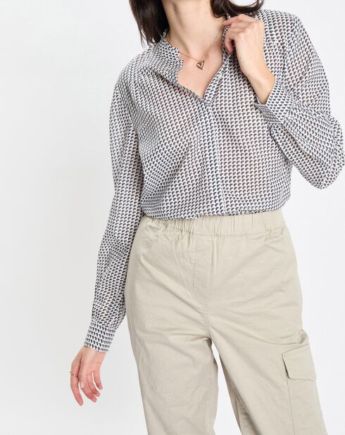 Chemise imprimée blanc/bleu