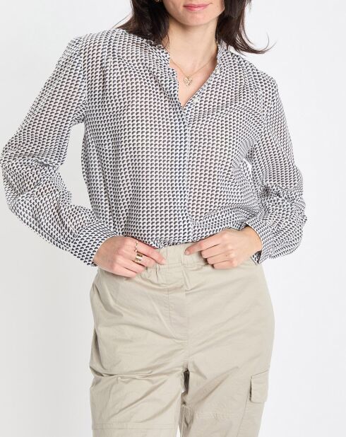 Chemise imprimée blanc/bleu