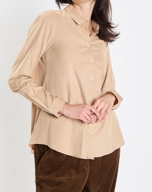 Chemise en Velours côtelé fin Milleraies beige