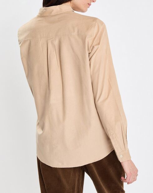 Chemise en Velours côtelé fin Milleraies beige