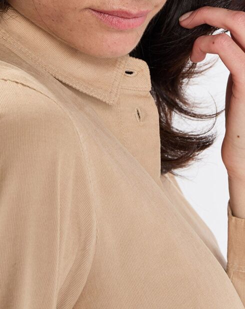 Chemise en Velours côtelé fin Milleraies beige