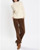 Pull en Laine bouclée col cheminé  écru
