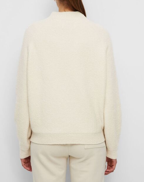 Pull en Laine bouclée col cheminé  écru