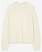Pull en Laine bouclée col cheminé  écru